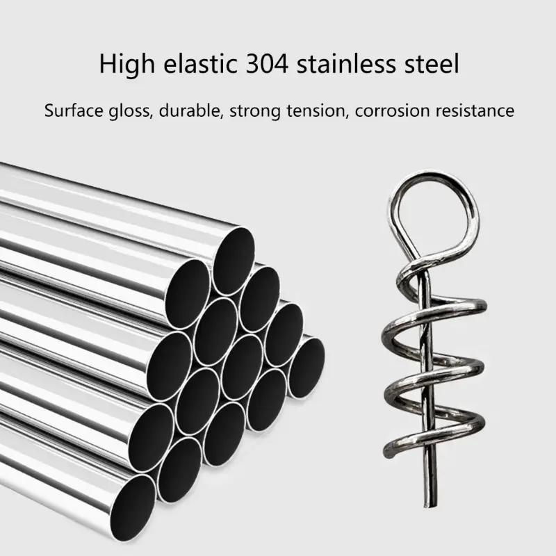 50/100pcs/Lot Spring Lock Pin Crank Hook Fishing Connector Stainless Steel Springs for Soft Bait Accessories Pesca Tackle