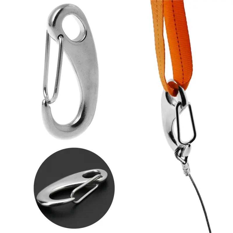 1 Pc Boat Marine Stainless Steel Egg Shape Spring Snap Hook Clip Quick Link Carabiner
