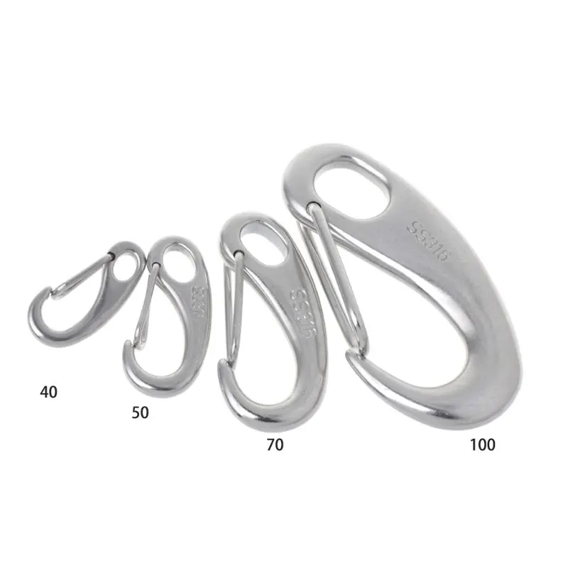 1 Pc Boat Marine Stainless Steel Egg Shape Spring Snap Hook Clip Quick Link Carabiner