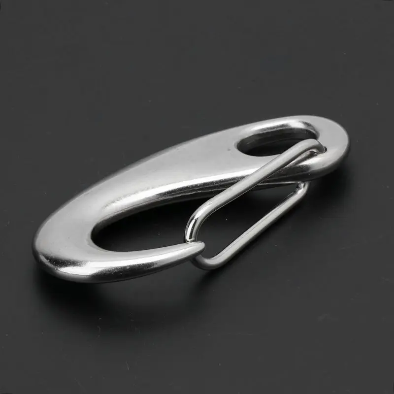 1 Pc Boat Marine Stainless Steel Egg Shape Spring Snap Hook Clip Quick Link Carabiner