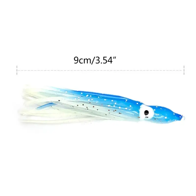 10pieces Luminous Squid Skirts Soft Lure Pesca 9cm Night Fishing Lure Octopus Glow Rubber Artificial Bait for Tuna Sailfish