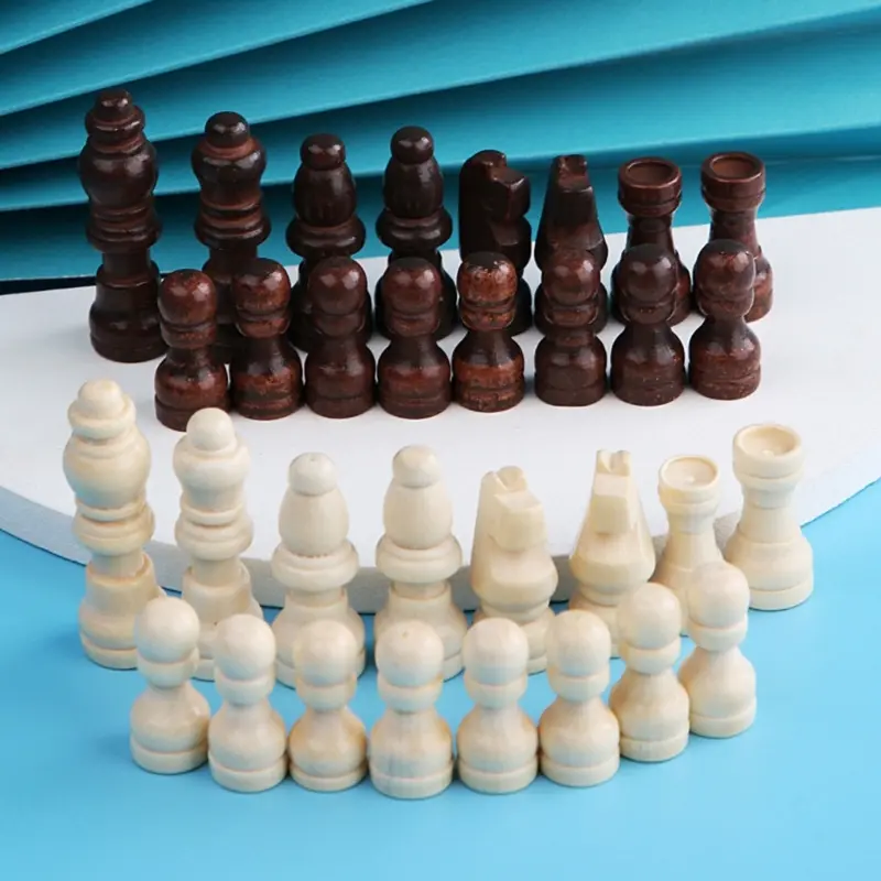 32pcs Wooden Chess Pieces Complete Chessmen International Word Chess Set Tournament Chess Piece Entertainment Accessories