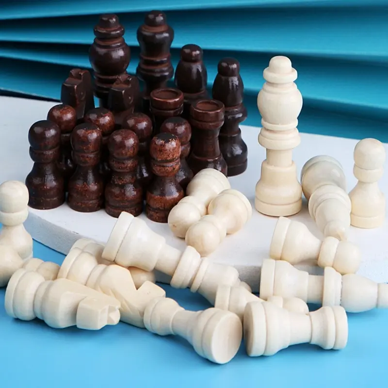 32pcs Wooden Chess Pieces Complete Chessmen International Word Chess Set Tournament Chess Piece Entertainment Accessories