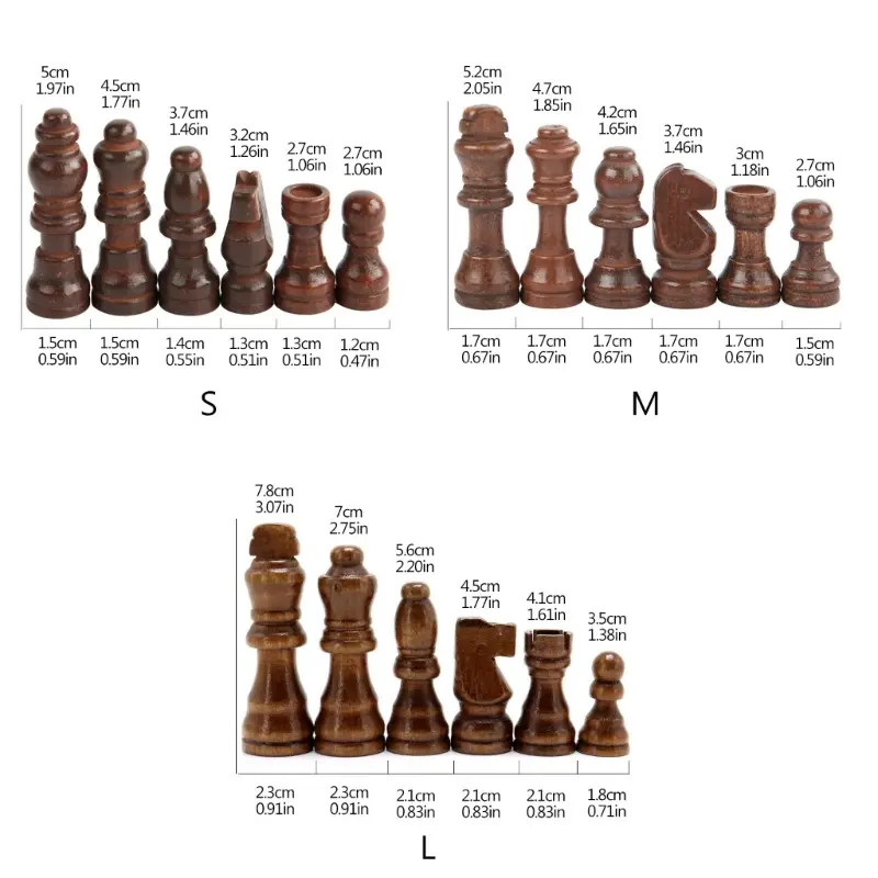 32pcs Wooden Chess Pieces Complete Chessmen International Word Chess Set Tournament Chess Piece Entertainment Accessories