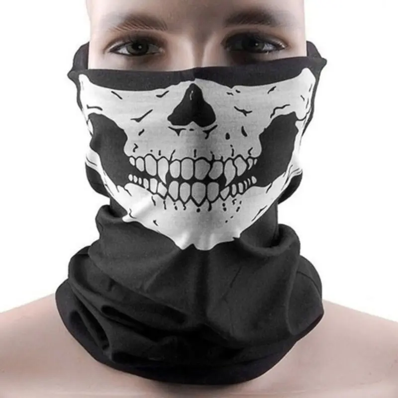 Halloween Skeleton Gloves Skull Face Mask Scarf Neck Warmer Set Adults Kids Party Cosplay Props Sports Hiking Cycling Scarf