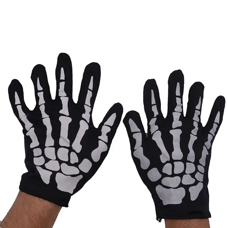 Halloween Skeleton Gloves Skull Face Mask Scarf Neck Warmer Set Adults Kids Party Cosplay Props Sports Hiking Cycling Scarf