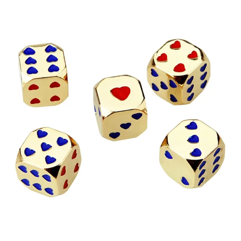 4/5Pcs Solid Metal Dices Poker Pattern Dices Party Game Toy Standard 6 Sided Dices Board Game Acessorios For Role Playing