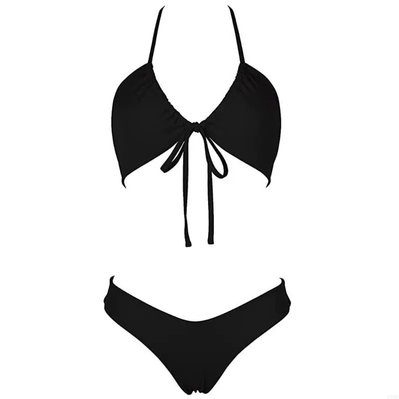 Women Push Up Swimsuit Halterneck Swimsuit Ladies V Neck Bathing Suit Adjustable Back Tie Swimwears for Beach and Pool