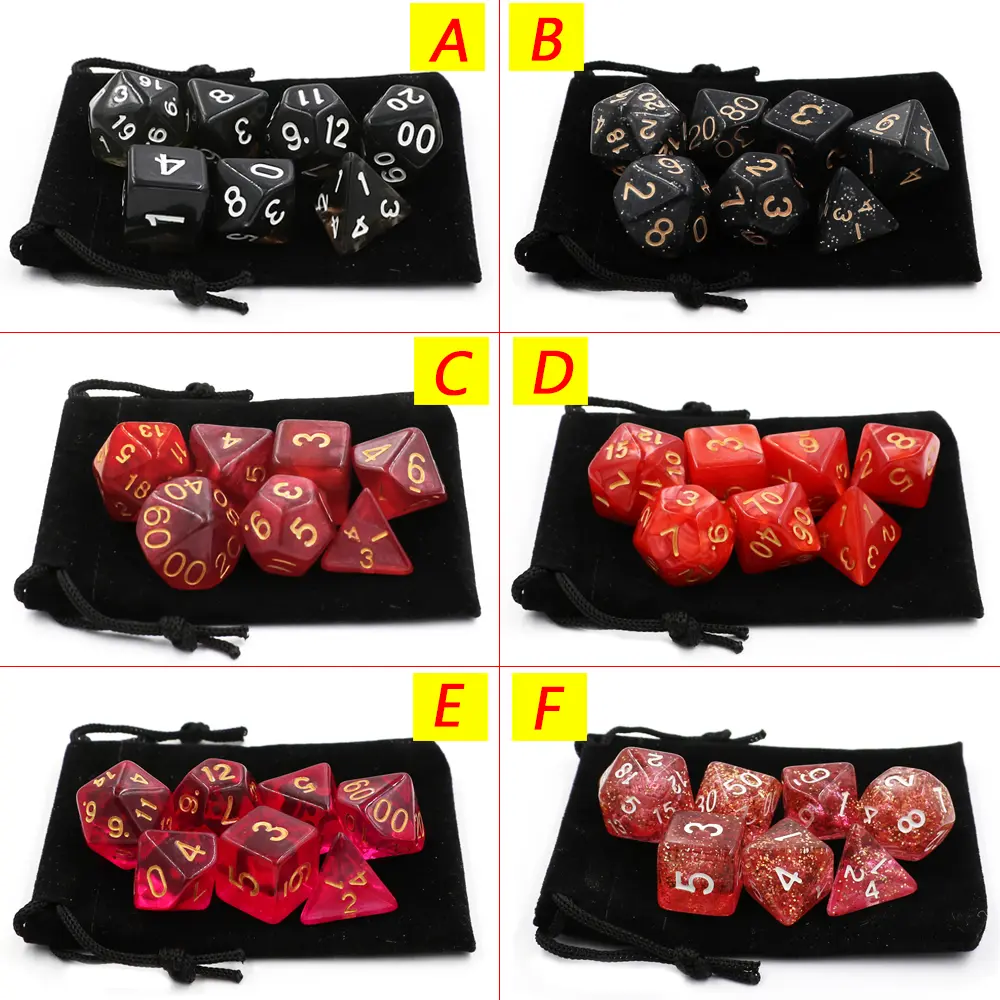 IMDG 7pcs/set RPG Game Dice Set Polyhedron Acrylic Cubes DND New Style Multicolor Digital Dice