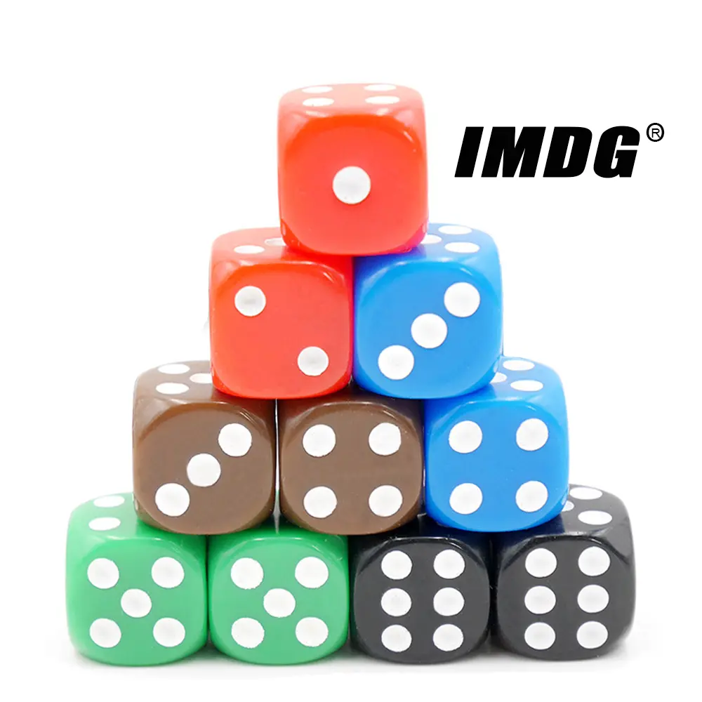 10pcs/pack Multicolor Acrylic Red Blue Green Dice 16mm White Dot Round Corners High Quality Boutique Game Dice