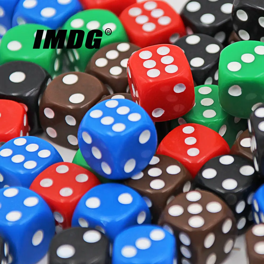 10pcs/pack Multicolor Acrylic Red Blue Green Dice 16mm White Dot Round Corners High Quality Boutique Game Dice