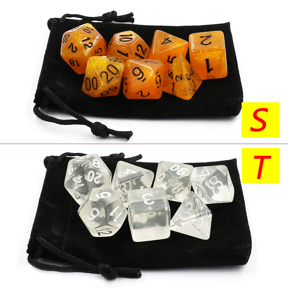 IMDG 7pcs/set RPG Game Dice Set Polyhedron Acrylic Cubes DND New Style Multicolor Digital Dice