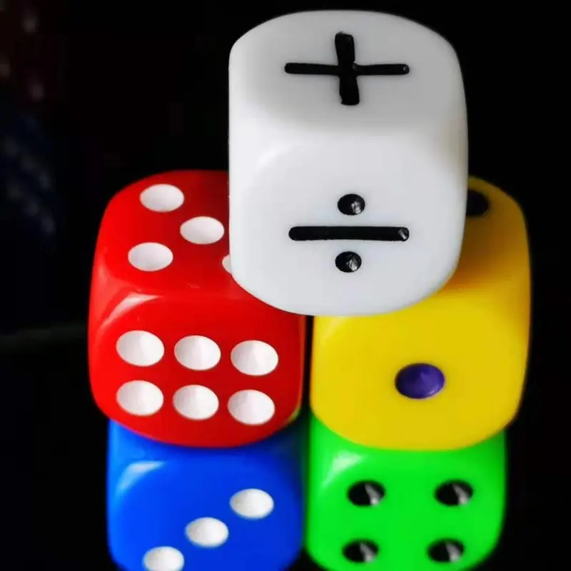 5Pcs/set Dice 16mm Red, Yellow, Blue and Green Dice + White Dice Teaching Combination for Children To Play and Teach Arithmetic