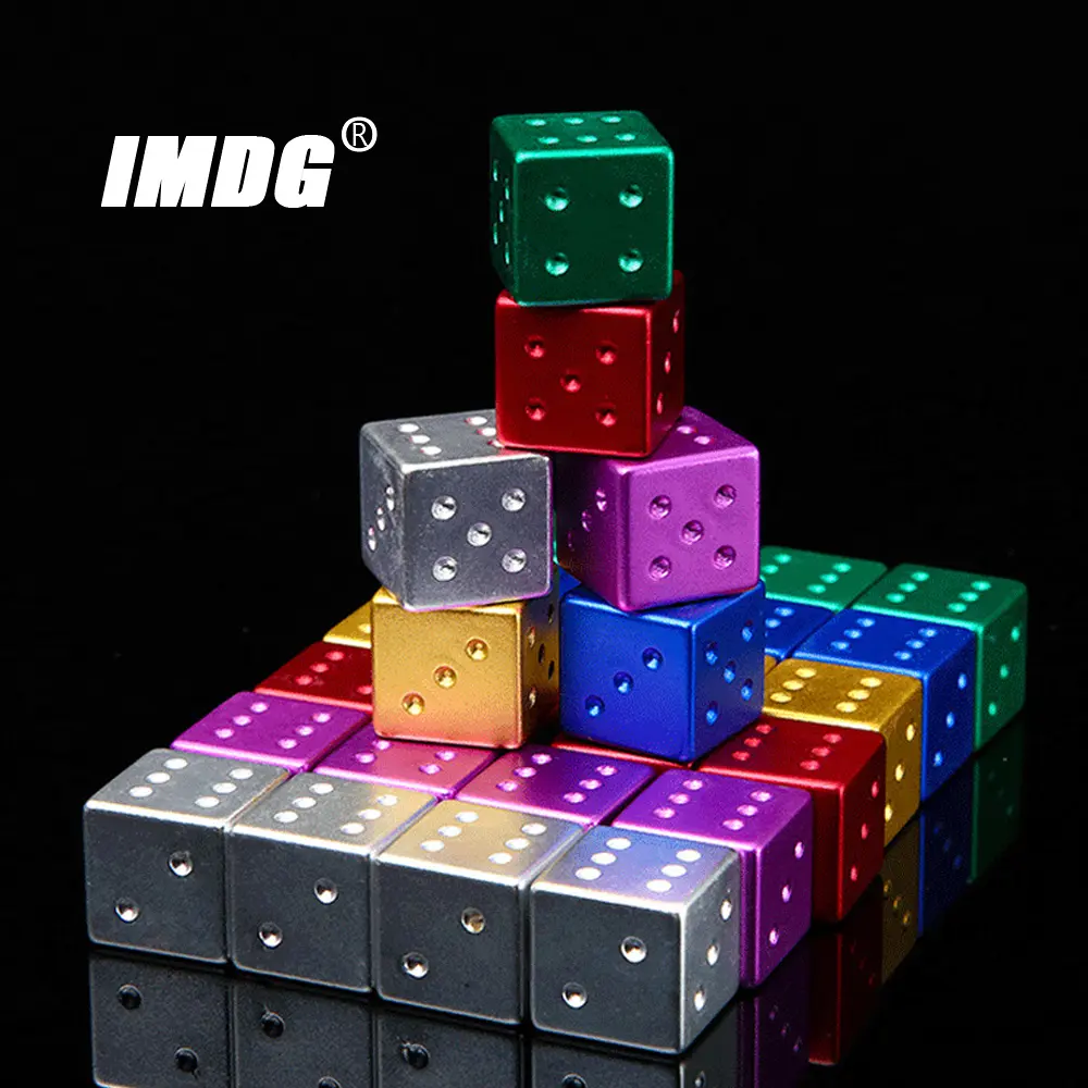 1pc New Colorful Aluminum Alloy Metal Dice 16mm Square Corner Boutique Game Dice
