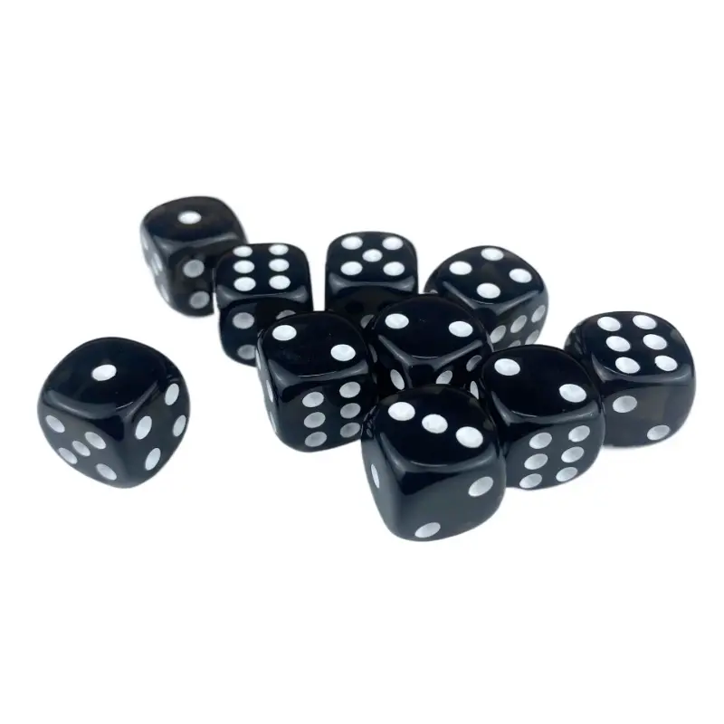10Pcs/set Cross Border Dice Transparent Super Black Acrylic Teaching Bar KTV Entertainment 14mm Rounded Dice