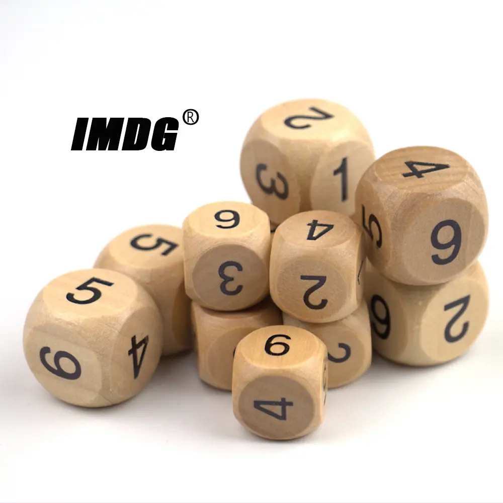 A pack Wooden D6 Dice 6-sides Accessories Colorful Wood Dice Digital Game Dice