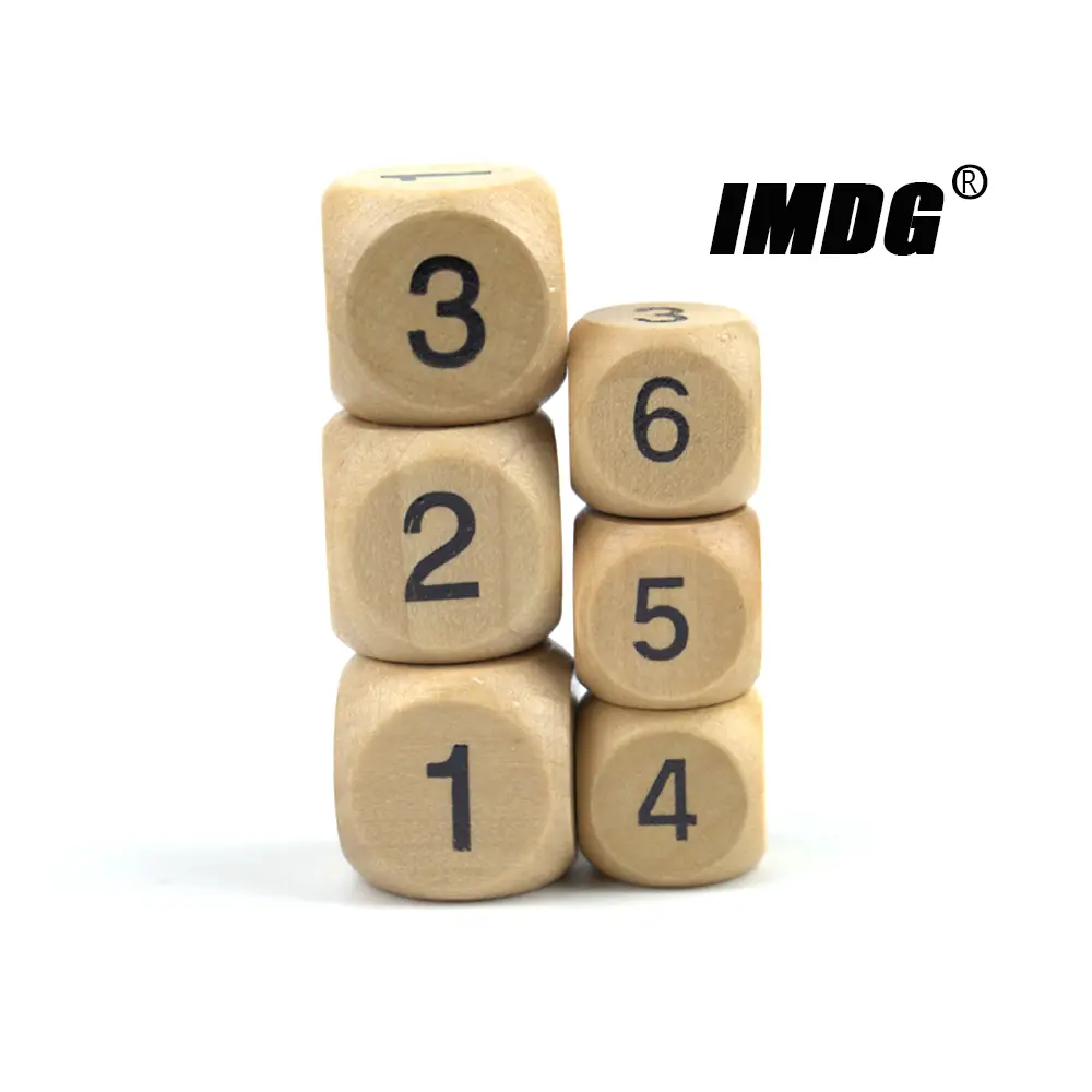 A pack Wooden D6 Dice 6-sides Accessories Colorful Wood Dice Digital Game Dice
