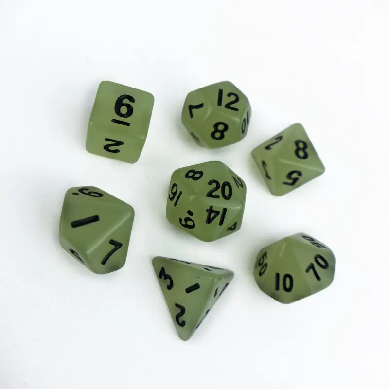 7Pcs/set Night Glow Acrylic Dice Running Team Board Game DND Luminous Multi Sided Dice Mini