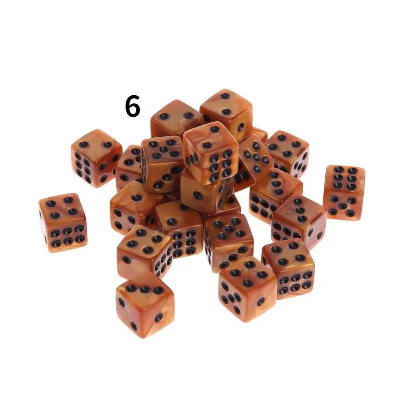 10Pcs/set Hot Sale for Foreign Trade 16mm Square Corner Point Color Dice Conventional Digital Dice Pearl Pattern