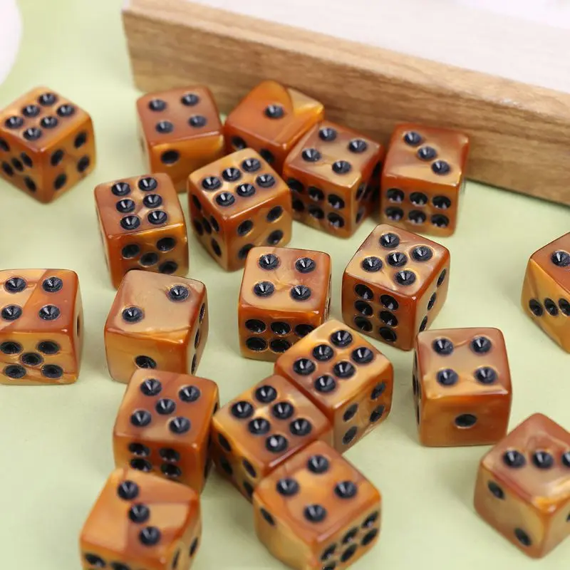10Pcs/set Hot Sale for Foreign Trade 16mm Square Corner Point Color Dice Conventional Digital Dice Pearl Pattern