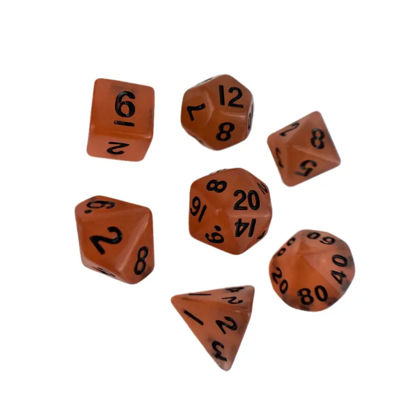 7Pcs/set Night Glow Acrylic Dice Running Team Board Game DND Luminous Multi Sided Dice Mini