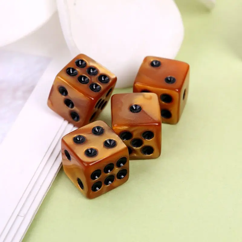 10Pcs/set Hot Sale for Foreign Trade 16mm Square Corner Point Color Dice Conventional Digital Dice Pearl Pattern