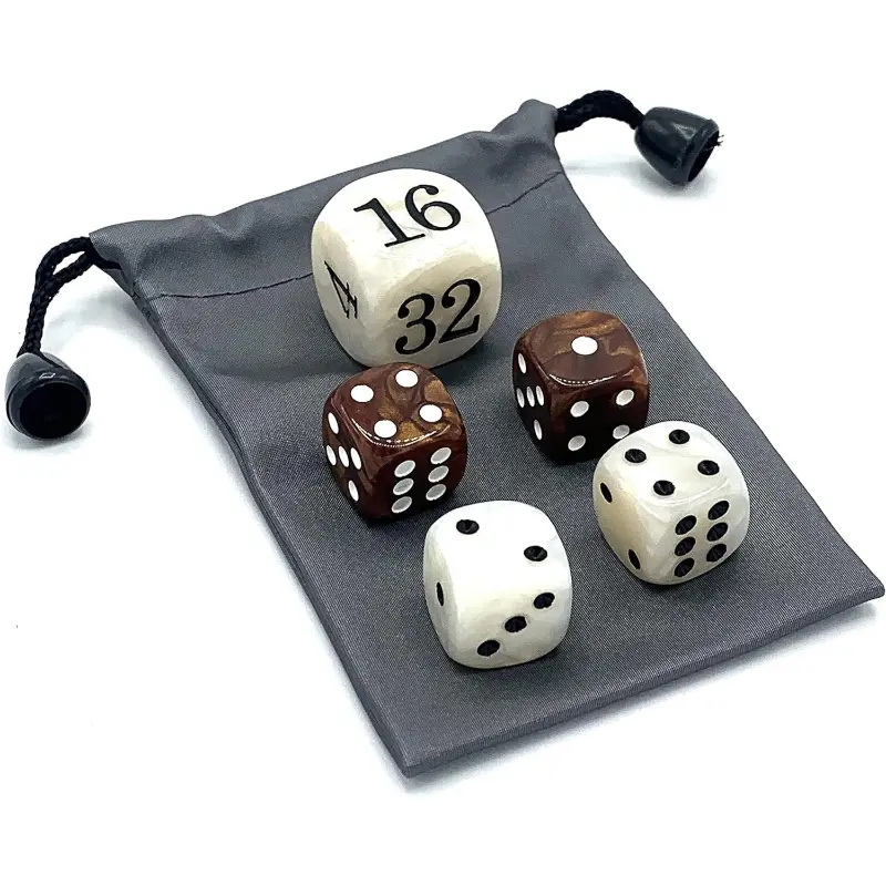 Double Chess Pearl Dice Set -22 Mm and 16 Mm Dice Comes with Storage Bag