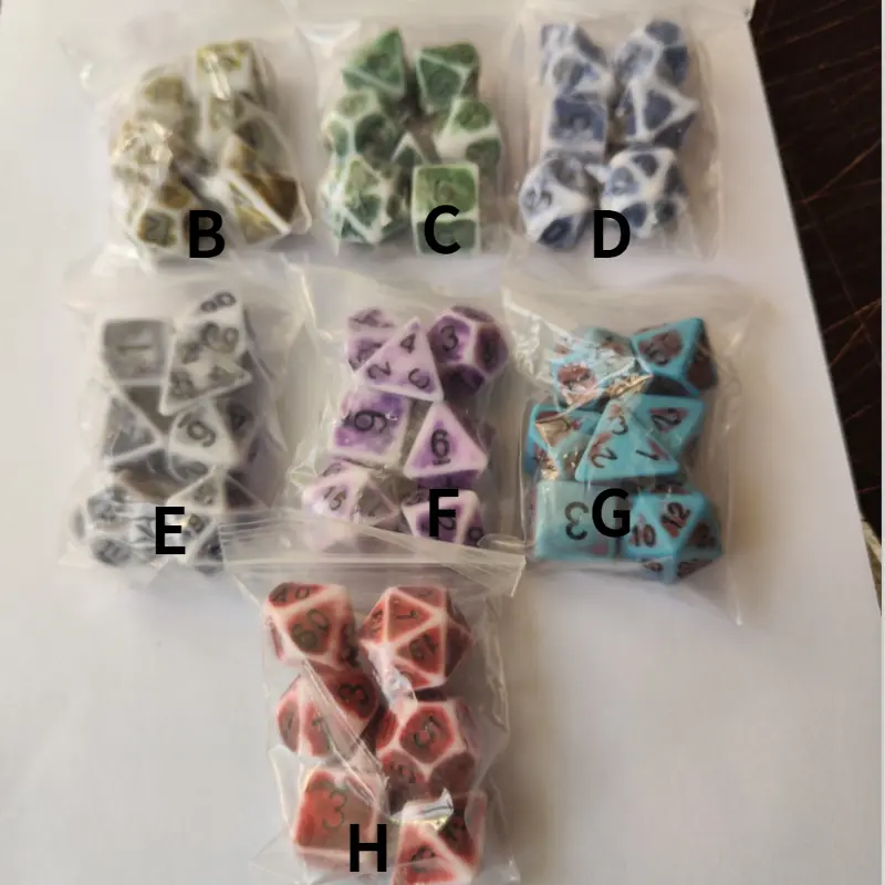 7Pcs/set Dice Set D4 D6 D8 D10 D12 D20 Colorful Polyhedral Dice for Entertainment Board Game