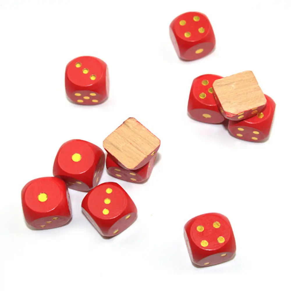10pcs/pack Wood Dice 20mm Colorful Solid Wooden Gold Black Dot Game Rounded Dice Drinking Mahjong Dice