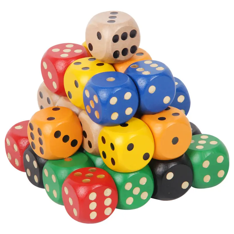 5pcs/pack Wood Dice 30mm Big Colorful Solid Wooden Black Dot Game Rounded Dice Drinking Mahjong Dice