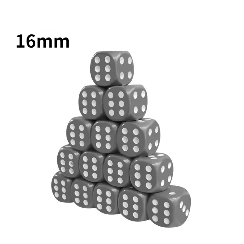 10Pcs/set Foreign Trade New Product Dice 16mm Rounded Corners Gray Point Dice Acrylic Solid Color KTV Mahjong Dice