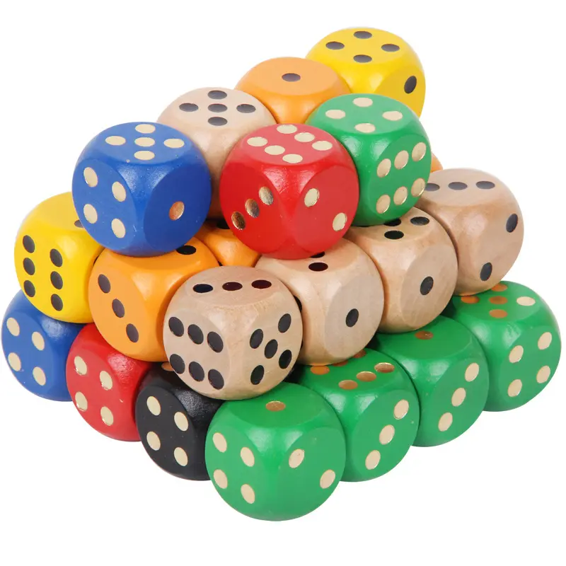 5pcs/pack Wood Dice 30mm Big Colorful Solid Wooden Black Dot Game Rounded Dice Drinking Mahjong Dice