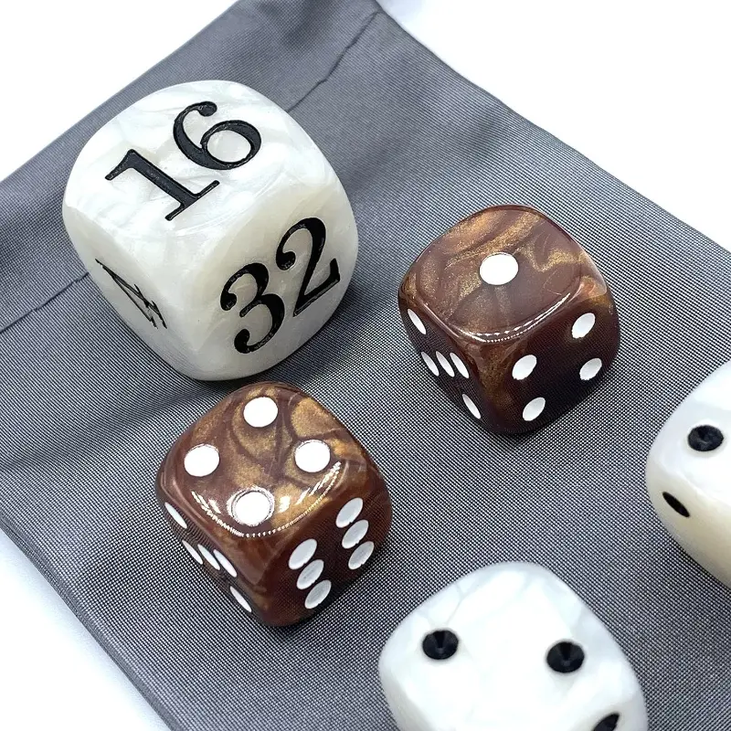 Double Chess Pearl Dice Set -22 Mm and 16 Mm Dice Comes with Storage Bag