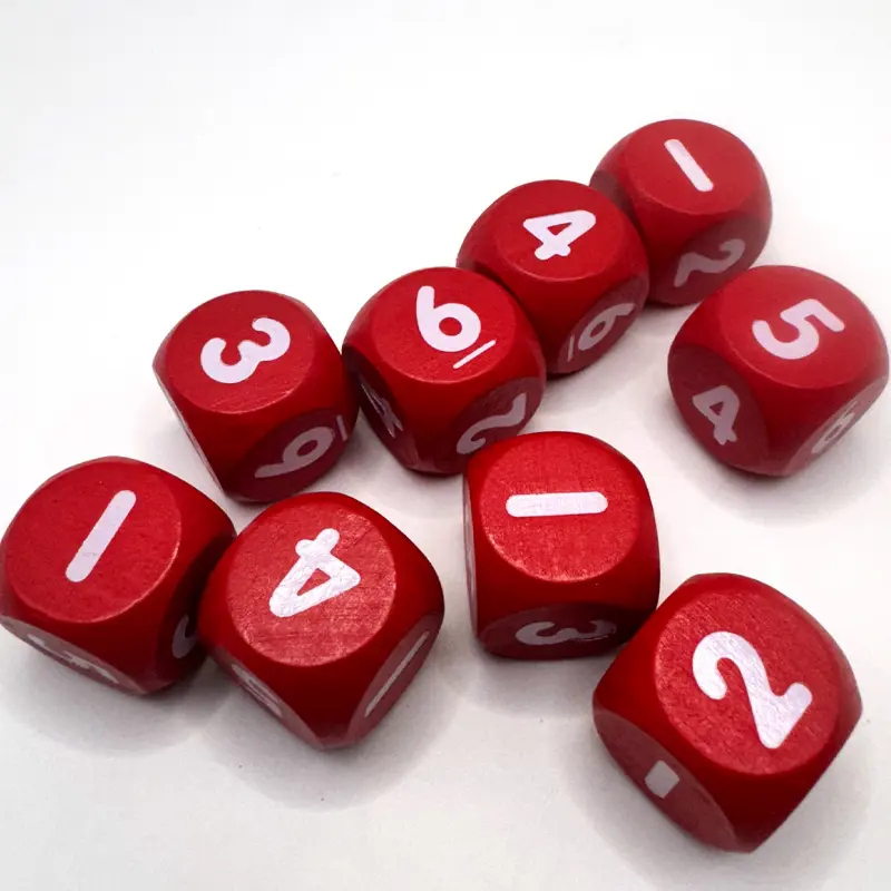 6Pcs/set 2024 Foreign Trade New Product 25mm Digital Solid Wood Dice Teaching Supplies