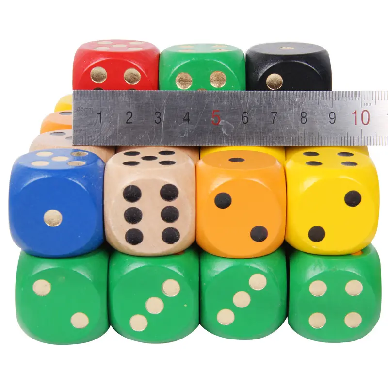 5pcs/pack Wood Dice 30mm Big Colorful Solid Wooden Black Dot Game Rounded Dice Drinking Mahjong Dice