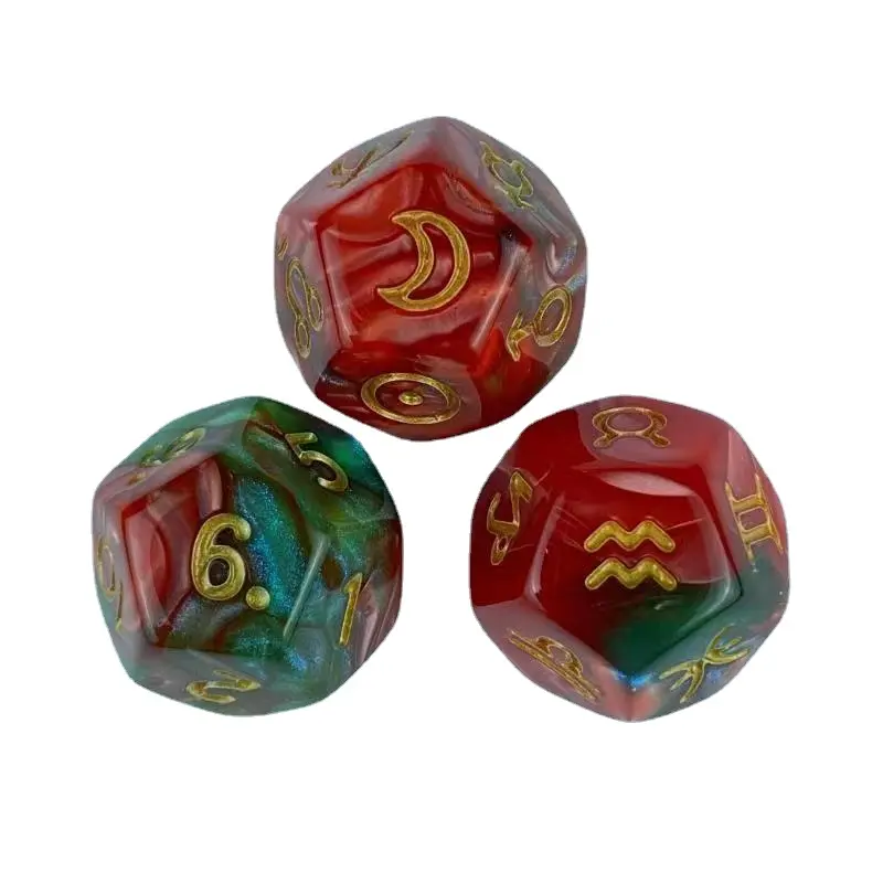 3Pcs/set New Acrylic Dice 12 Constellation Board Game Entertainment  Polyhedral D12 Game Dice