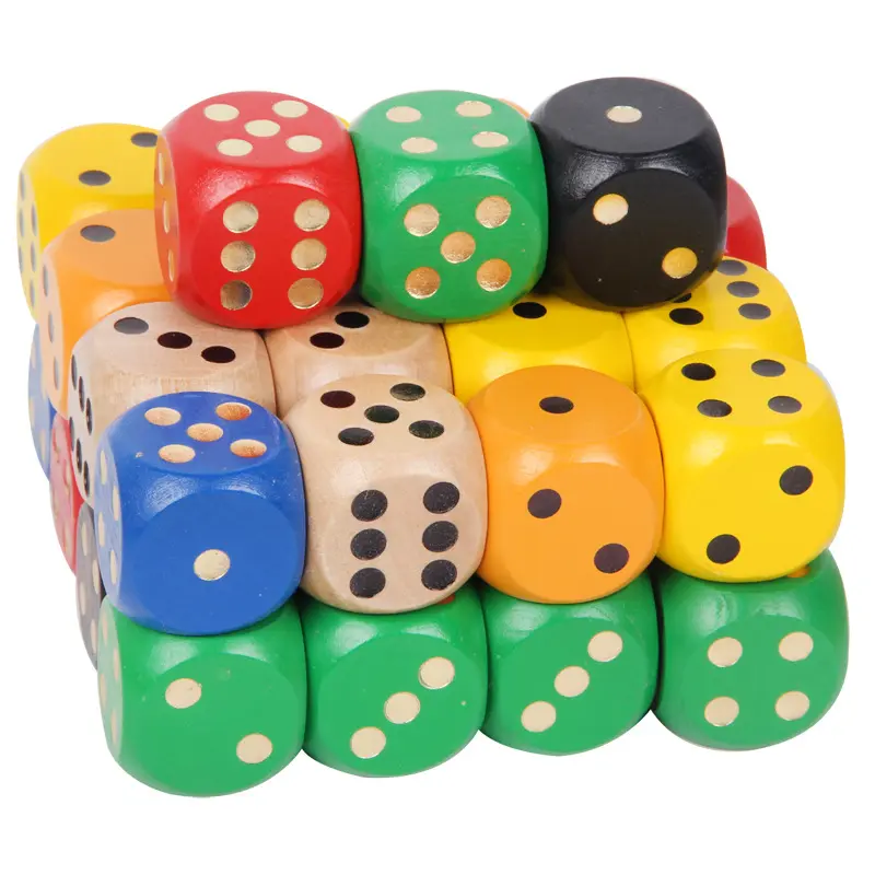 5pcs/pack Wood Dice 30mm Big Colorful Solid Wooden Black Dot Game Rounded Dice Drinking Mahjong Dice