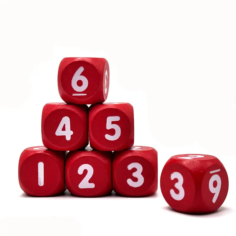 6Pcs/set 2024 Foreign Trade New Product 25mm Digital Solid Wood Dice Teaching Supplies