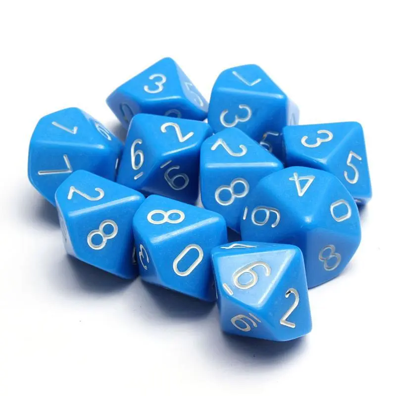 10Pcs/set 10 Face Dice 0-9 Digital Dice Running Group Board Game Literacy Color Children's Teaching Supplies for Dnd