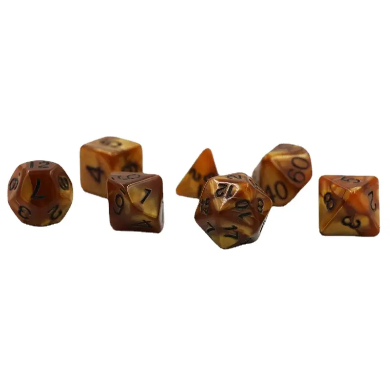 7Pcs/set 2021 Cross-border Supply TRPG Multi-faceted Dice DND Running Dice Pearl Brown