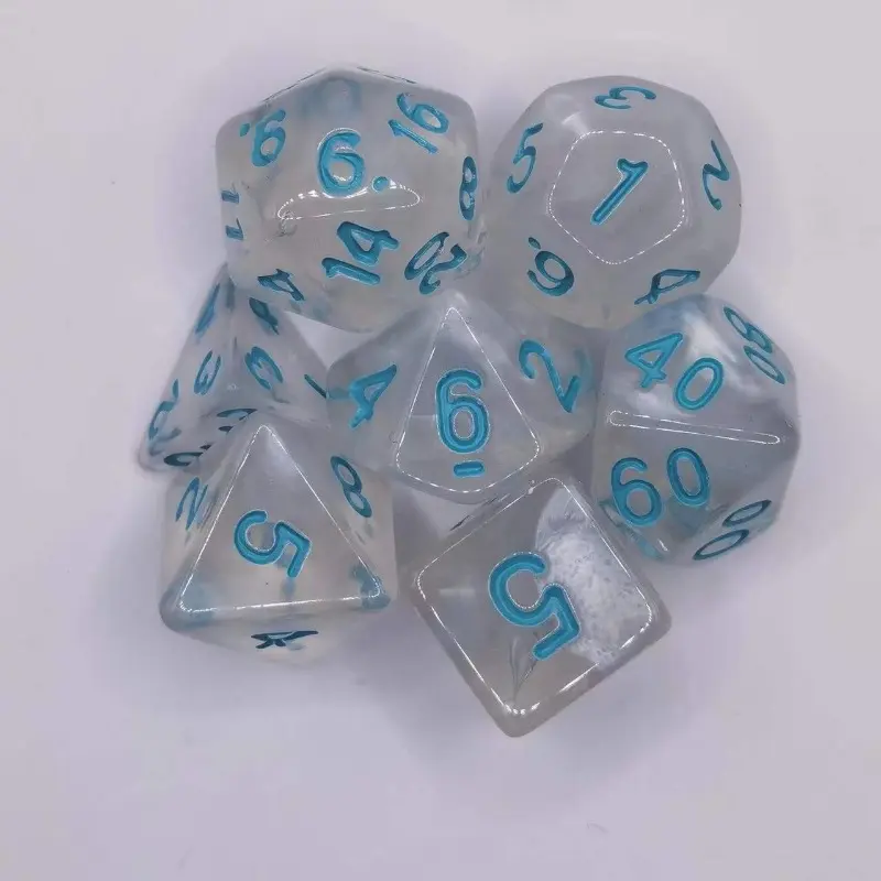 Spot new two-color transparent multi-faceted set digital dice Dungeons and Dragons game dice running group sieve.