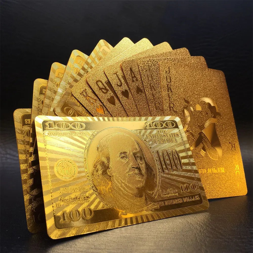 New Gold Poker No Color Golden Playing Cards Waterproof PET/PVC Plastic Poker Tourism Souvenir
