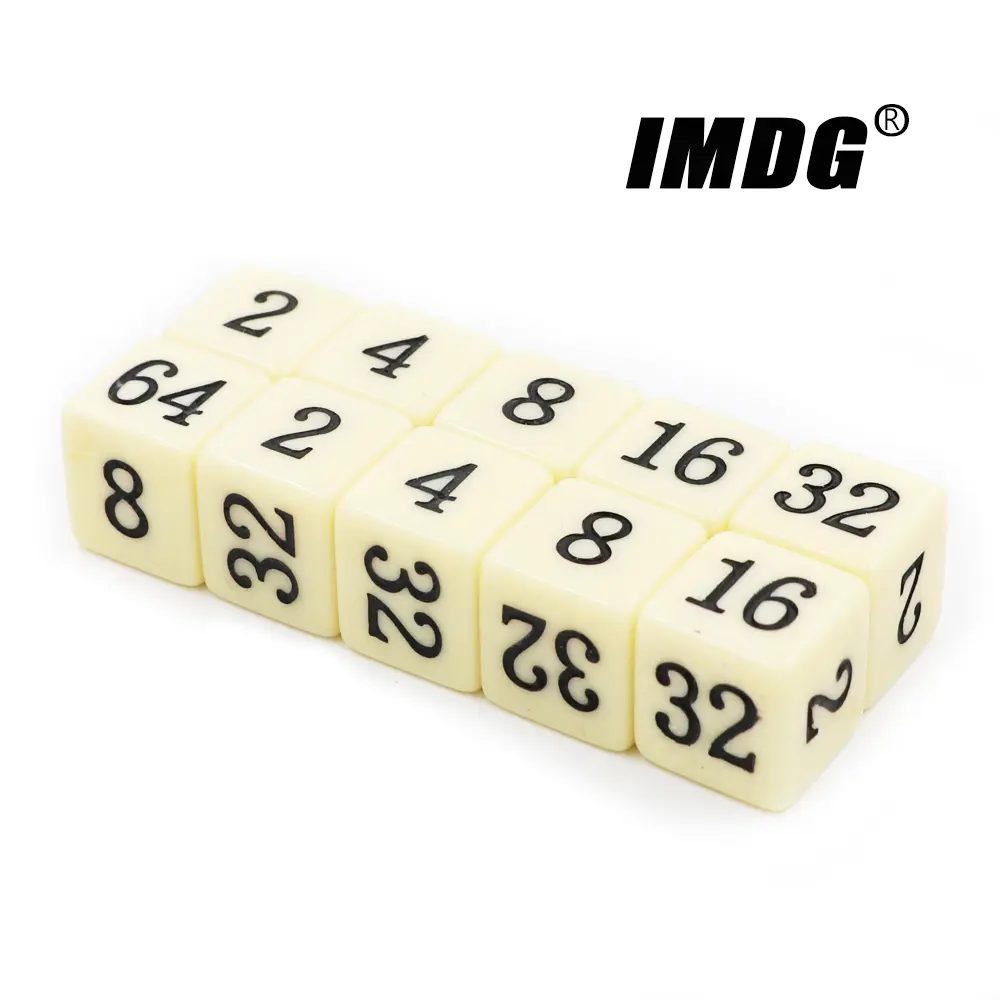10pcs/Pack 16mm Acrylic Multiples Double Digital Dice D6 Cream Beige White Square Corner Cubes Teaching Game