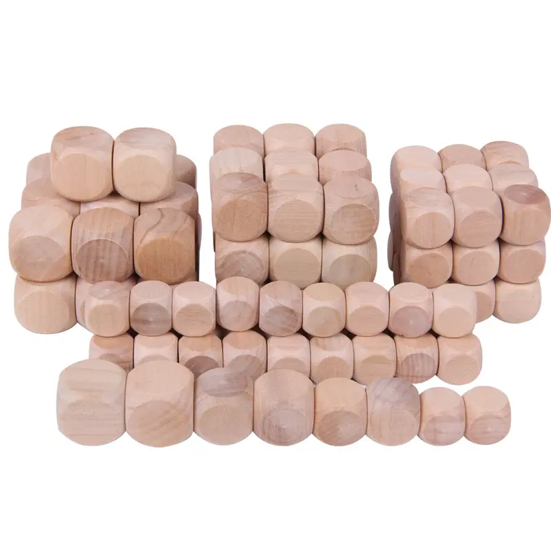 Foreign Trade Hot Sale Blank 1-6 Cm Dice Wooden Six-sided Sieve Color  Rounded Corners