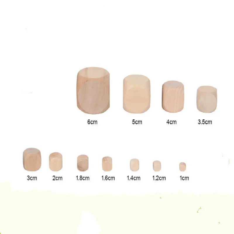 Foreign Trade Hot Sale Blank 1-6 Cm Dice Wooden Six-sided Sieve Color  Rounded Corners