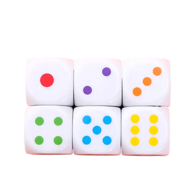6Pcs/set Hot Selling in Foreign Trade 25mm Silk Screen Printing Color Point Dice