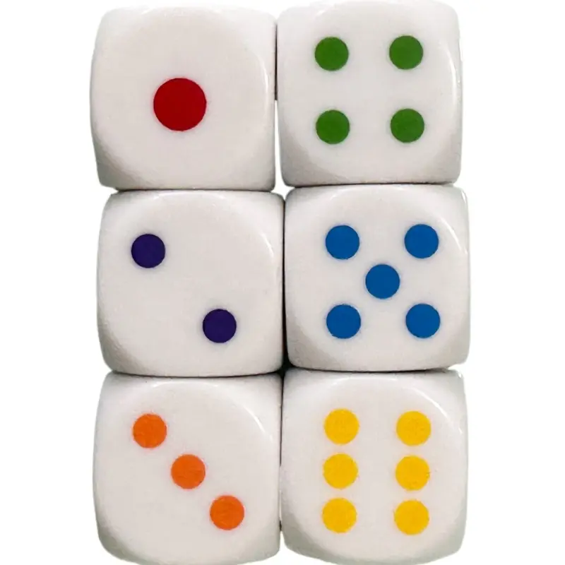 6Pcs/set Hot Selling in Foreign Trade 25mm Silk Screen Printing Color Point Dice