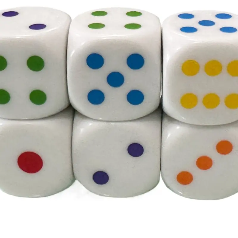 6Pcs/set Hot Selling in Foreign Trade 25mm Silk Screen Printing Color Point Dice