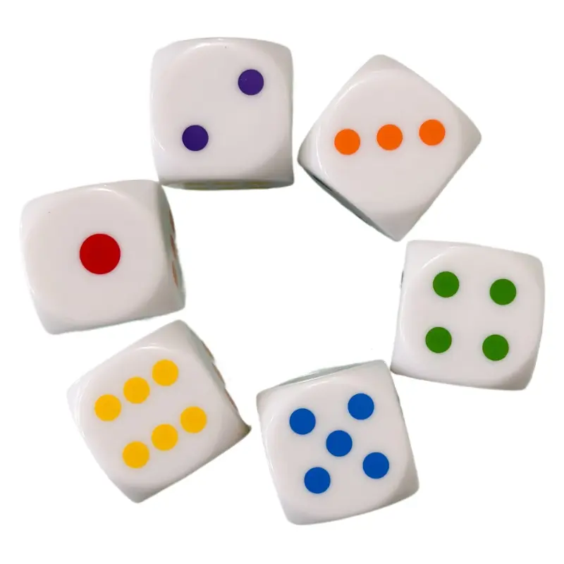 6Pcs/set Hot Selling in Foreign Trade 25mm Silk Screen Printing Color Point Dice