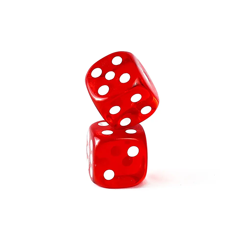 25pcs/Pack Acrylic Dice 19mm Transparent Red #19 Rounded Corner White Dots Game Cubes